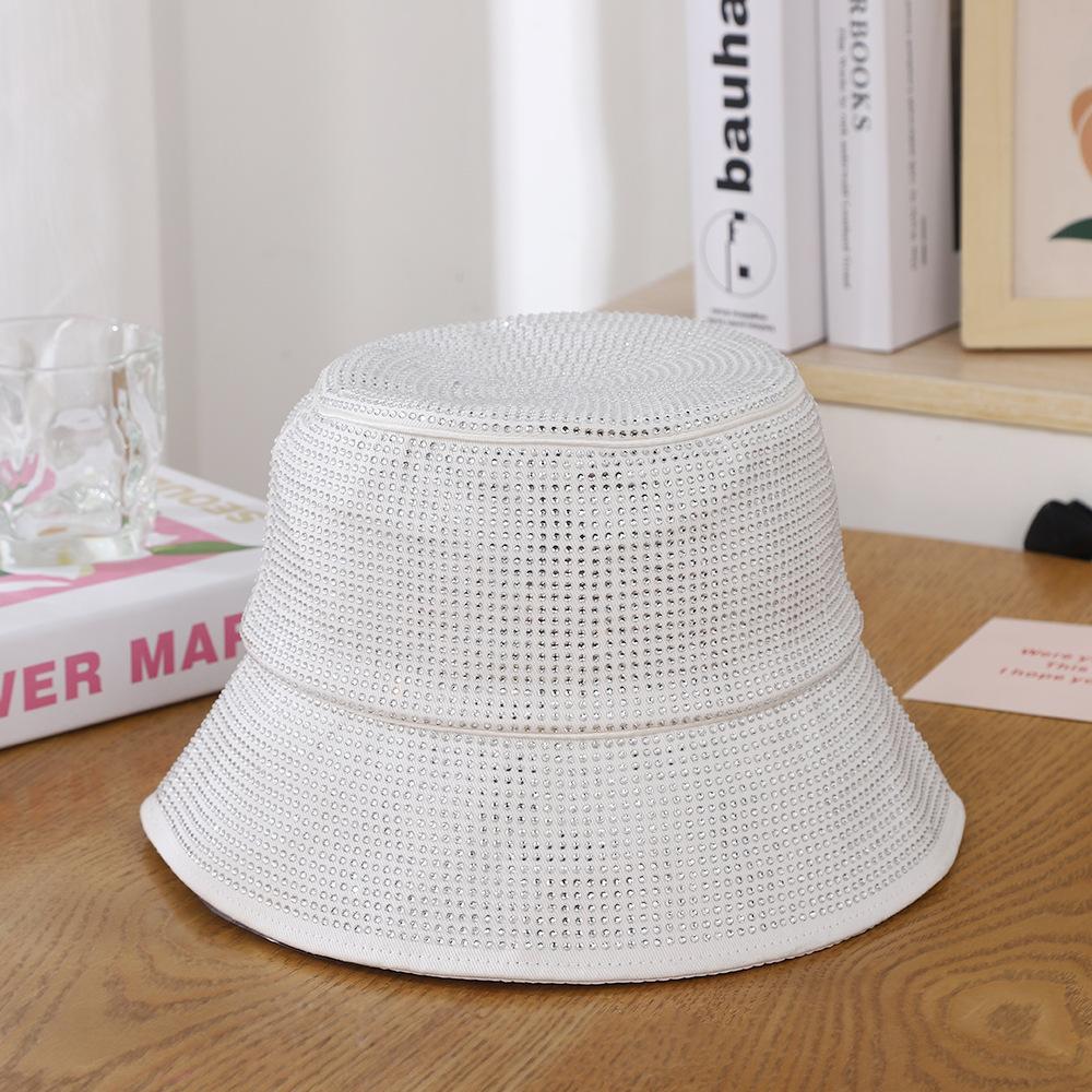 Rhinestone Fashion Trend Bucket Basin Hat Solid Fishermen Hat Denim Bucket Hat Women Foldable Hat Sunscreen Sunhat Wholesale