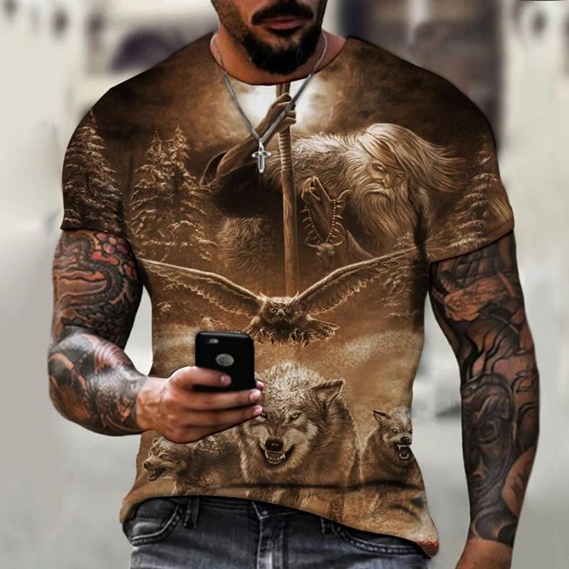 3D Print Animal Lion Tshirt For Men Summer Short Sleeve Crew Neck T-shirt Top New In Mens Oversized Tee Shirts Streetwear
