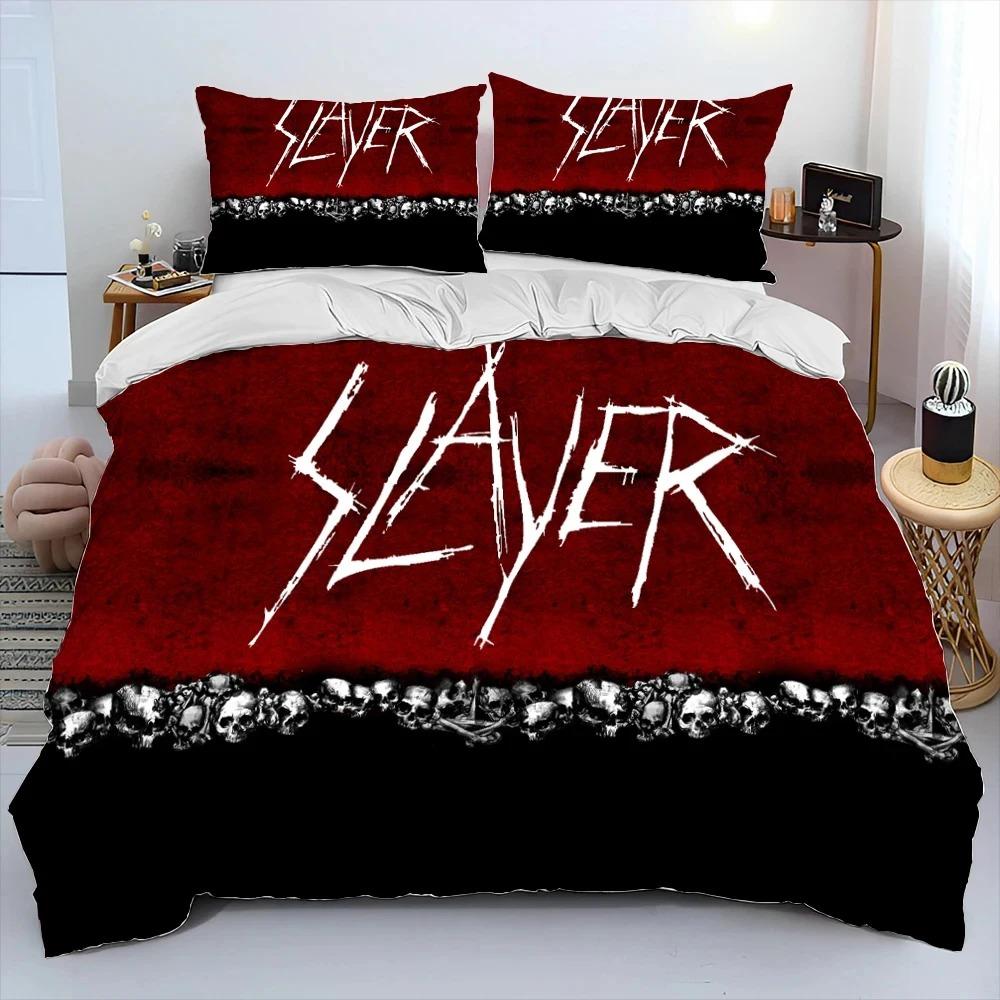 Slayer Heavy Metal Band Music Comforter Bedding Set,Duvet Cover Bed Set Quilt Cover Pillowcase,King Queen Size Bedding Set Gift Tool