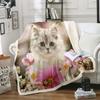 Niedliche schlafende Katze 3D-gedruckte Wolldecke Picknick Extra dick Modische Laken Katzen Haustier Kinder Kinder Sherpa Überwürfe