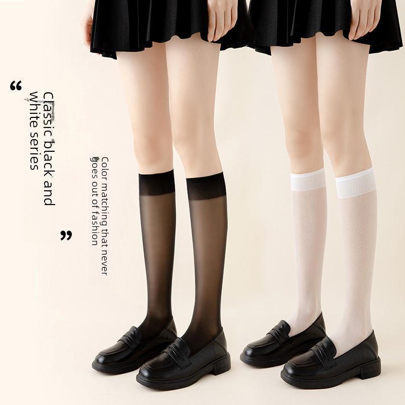 Summer Black Over-the-Knee High-Transparency Socks - Mid-Tube JK Uniform Style for Female Students
