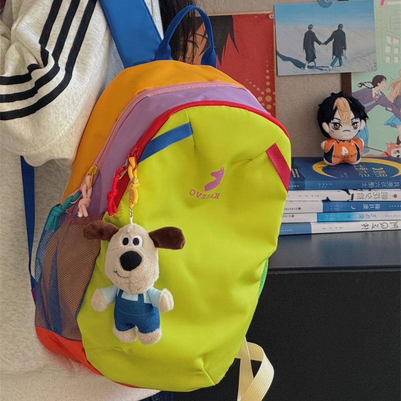 Schoolbag Dopamine Backpack Colour Contrast Travel Backpacking Hiking Mountaineering Outdoor Leisure Lightweight Travel Research Bag