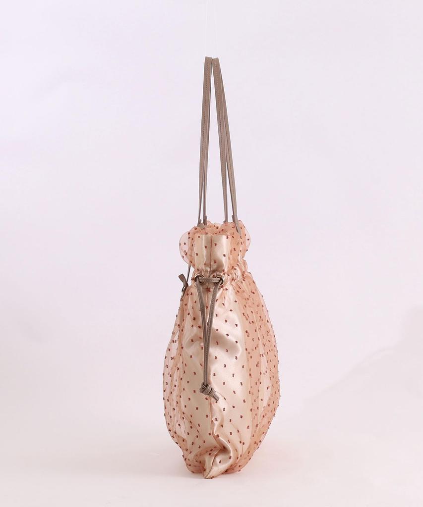 Samir Nasri Tulle Dot Drawstring Tote BagA4 Size Compatible, 2412211014, Beige (050)