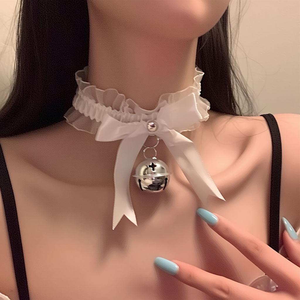 Sexy Dessous Zubehör Reiner Spitze Kleiner Glockenkragen Damen Halsband Diener Weihnachtsdekoration Halskette Glocke Verführung