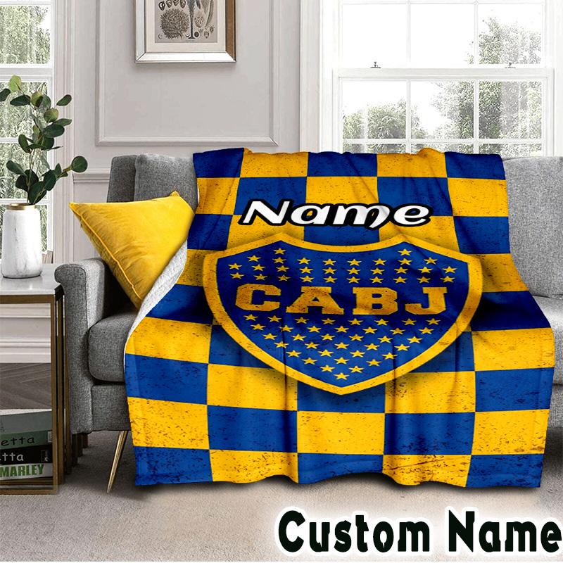 Custom Name CABJ Team Crest Throws Blanket Flannel Blankets for Couch Bed Gifts for Men Women Picnic Blanket Christmas Fan Gifts