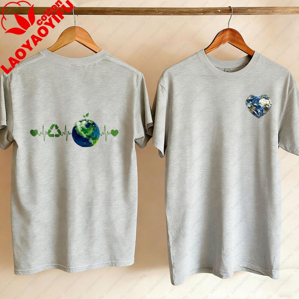 Earth Day Heartbeat Earth Day Awareness 2026 Unisex WOMEN TShirt Gothic Vintage Oversized T Shirt Graphic T Shirts Harajuku Tops