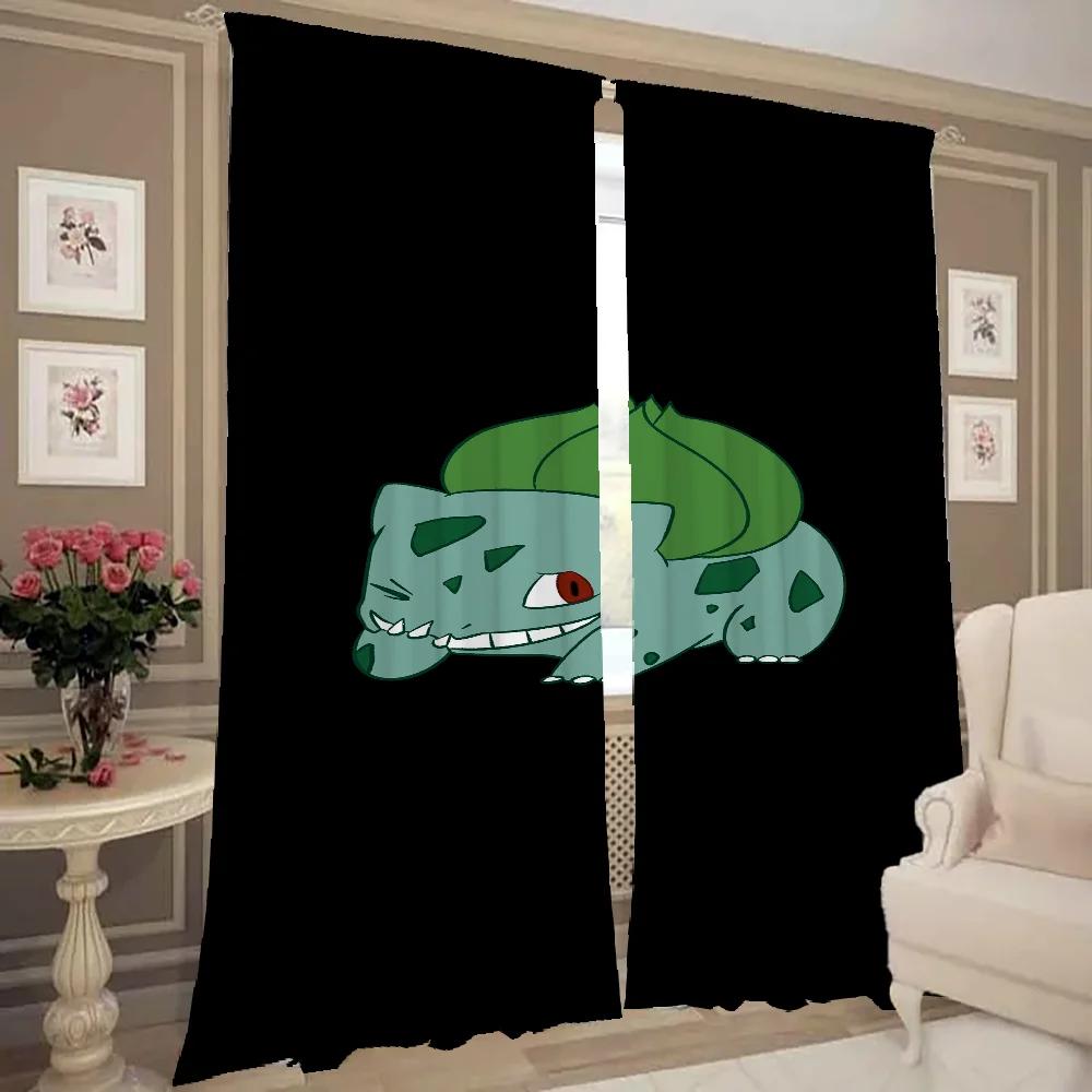 Home Interior Kitchen Curtains for Living Room 2 Pieces Blackout Curtains Door Curtain P-pokemon-n Partition Bedroom Decoration