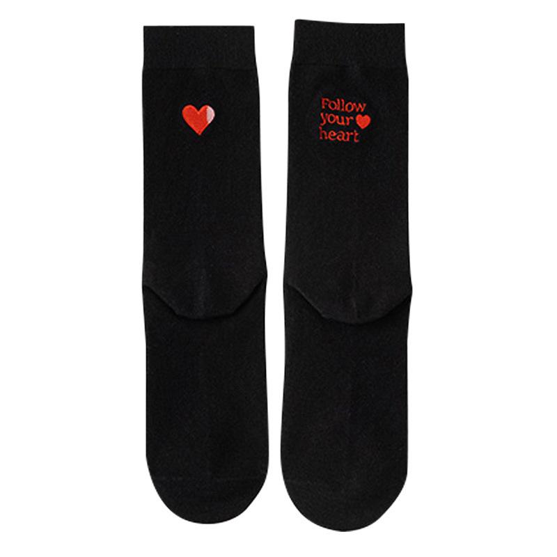 Socks Women'S Medium Tube Socks Ab Love Embroidered Cotton Socks Personalized Girl Pile Socks Versatile Stockings