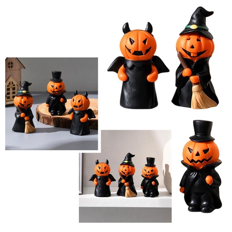 Festives Halloween Resin Pumpkin Figurine Colorful Centerpieces Decoration for Party and Home Display Desktop Accessory