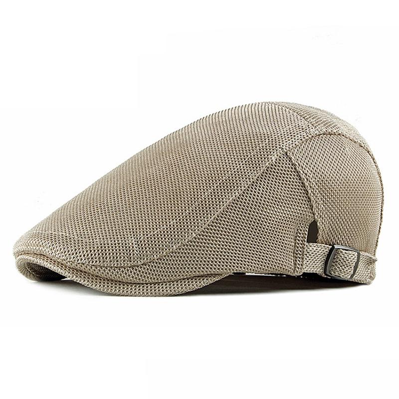 Spring Summer Men'S Mesh Newsboy Caps Casual Breathable Outdoor Retro Beret Hat Golf Hat Fashion Solid Flat Caps Woman