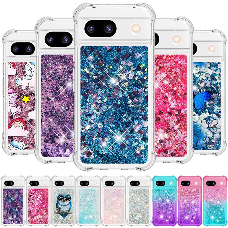 Pixel 8 Pro Hülle auf Für Funda Google Pixel 8 Pro Hülle Glitzer Dynamische Flüssigkeitshülle Für Google Pixel8 8A 7A 8Pro Handyhülle Etui