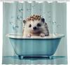 Lustiger Igel Duschvorhang Igel badet in Badewanne Süßes Tier Welpe Haustier Lustiger Duschvorhang Badezimmer Set