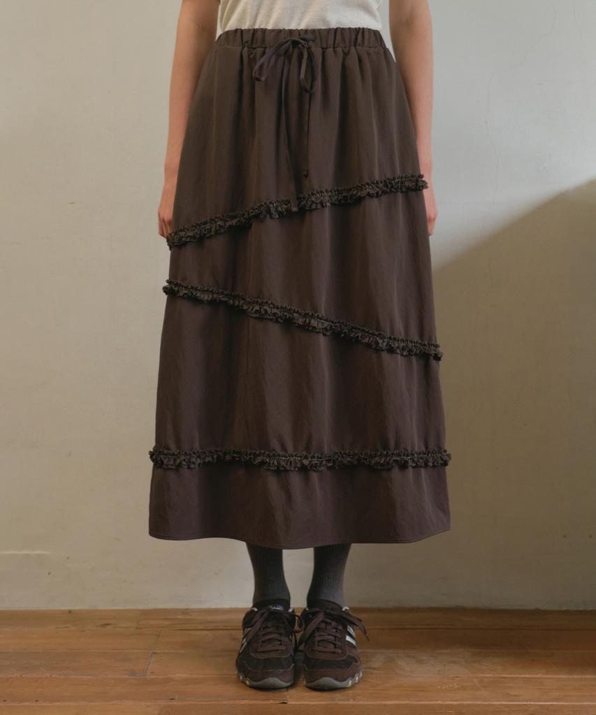 Aueonoseuteljia Whipcream Ruffle Skirt_Brown(O25-Sk13)