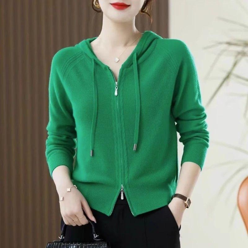 Cardigan Sweater Female 2023 Spring and Autumn New Women Knitted Shirt Hooded Over Korean Fashion Casual Sweater Versatile Coat
