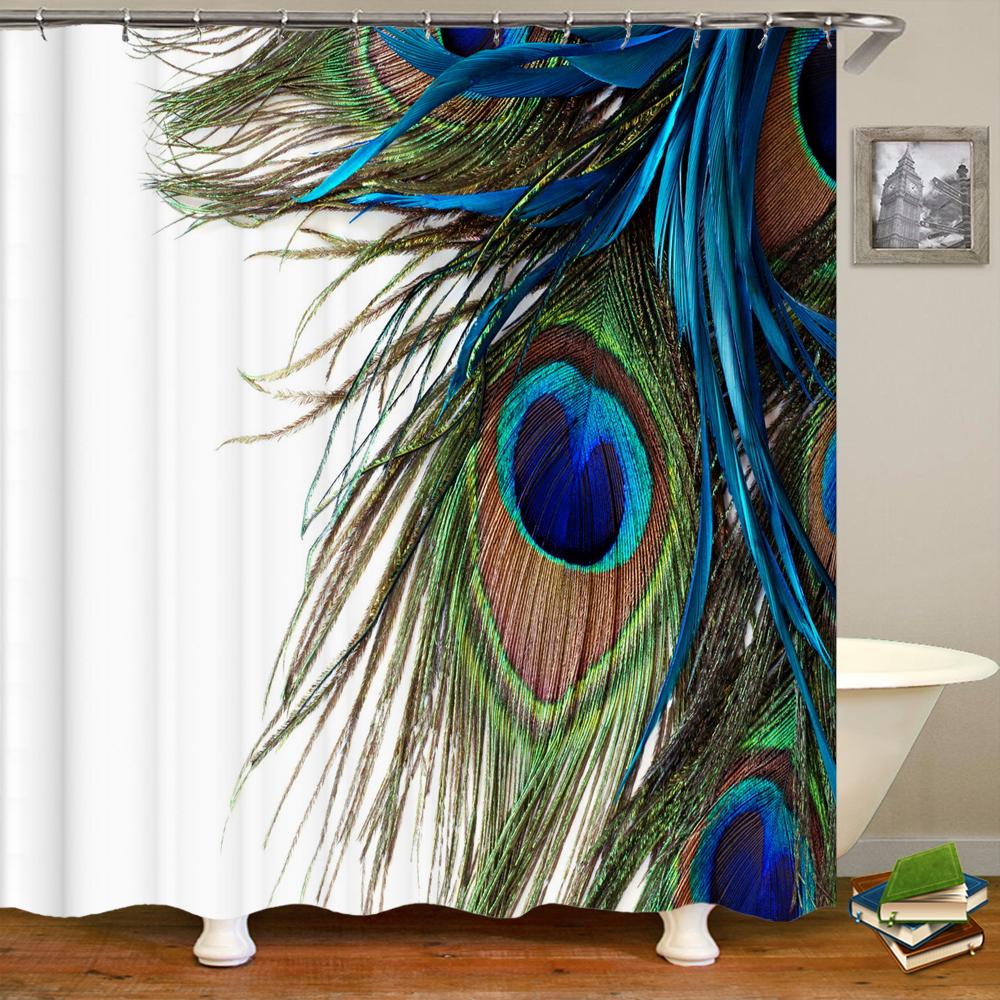 3D Flowers And Birds Peacocks Shower Curtain Waterproof Bathroom Curtains Polyester Home Decor Curtain With Hook Curtain