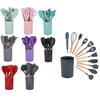 Silicone Kitchen Utensils Set with Wooden Handle Heat-Resistant Cooking Tools Non-Stick Safe Kitchenware Set for Home Restaurant