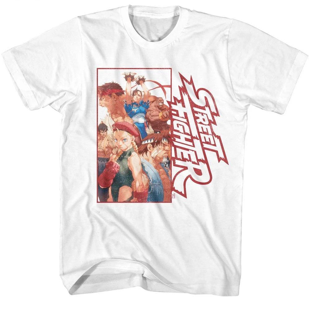 Street Fighter Multi Character Rectangle White Gaming  Children's T-shirt