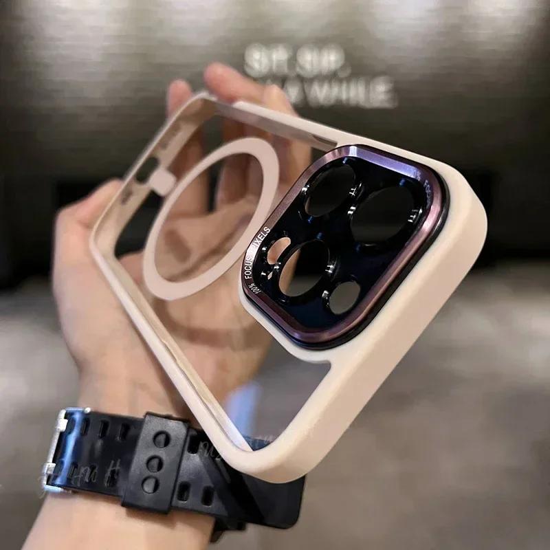 Luxury Magnetic Lens Protect Bumper Case For iPhone 17 16 15 14 13 12 11 Pro Max Funda Wireless Charge For Magsafe Hard Cover