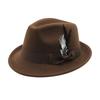 Men'S Top Hat, Feather Felts Hat, Men'S Jazz European And American Soft Woolen Hat