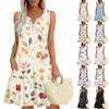 Women's Summer Casual V-Neck Floral Button Dress With Pockets