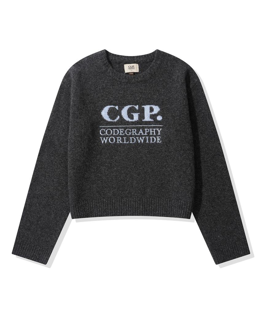 CGP (Women) Square Logo Two-Tone Knit_Charcoal