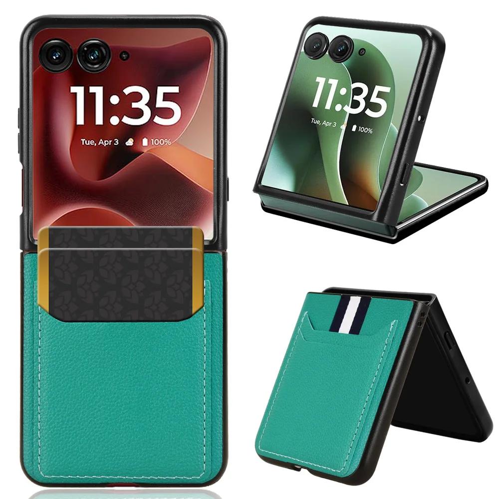 Luxury PU Leather Card Slots Stand Case For Motorola Razr 70 60 50 Ultra PC Hard Shockproof Cover For MOTO Razr 70 60 50 Bumper