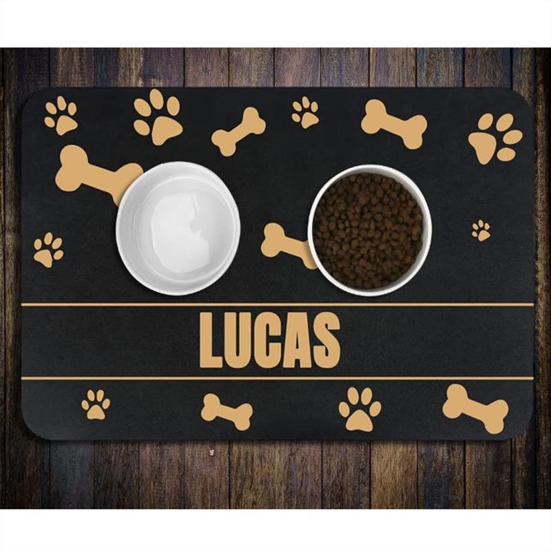 Haustier-Futtermatte - Saugfähige Haustier-Platzmatte mit Gummirückseite Schnell trocknende Wassermatte für Hund Katze Für Futter- und Wassernapf Mit Wasserdicht