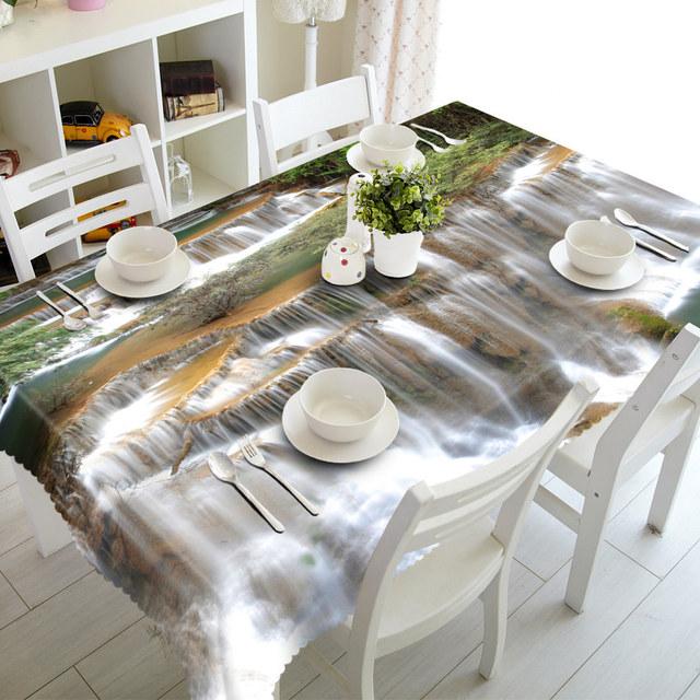 Starfish Tablecloth Snail On Beach Landscape Pattern Waterproof Thicken Rectangular And Round Table Cloth For Wedding
