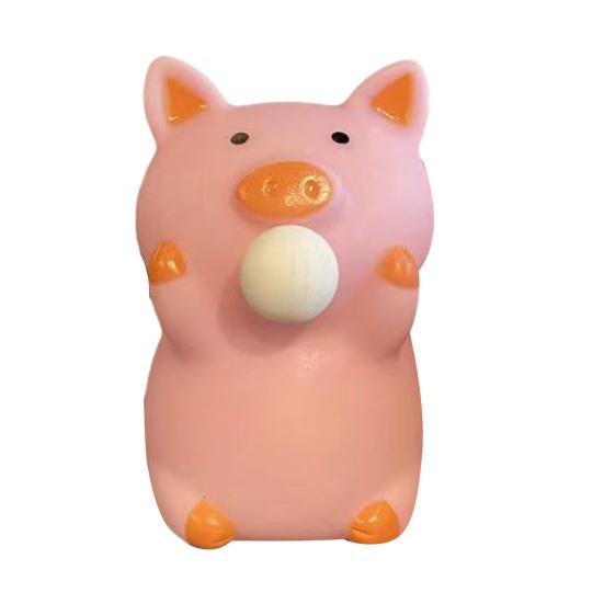 Bubble Blowing Pig Squeeze Toy Stress Relief Cartoon Pig Sensory Toy