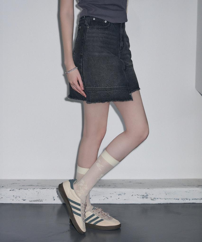 Ledeoli Divide Denim Mini Skirt [Light Blue]