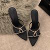 Dámské pantofle Sandály s kamínky Elegantní Špičaté podpatky Stiletto Vysoké podpatky Mules Klouzací boty Letní Party Boty