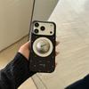 Luxuriöse schwarze Hülle mit weißen Polka Dots für iPhone 17 Pro Max mit Apple 16 Magnetständer für Damen