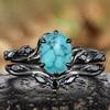 Luxury European and American New RING Alloy Inlaid Turquoise Ring, Electroplated Gun Black Women's Engagement Ring