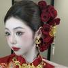 Chinesischer Stil Goldener Phönix Haarnadel Süße Braut Blume Seitenclips Rosen Haargabeln für Geschenke
