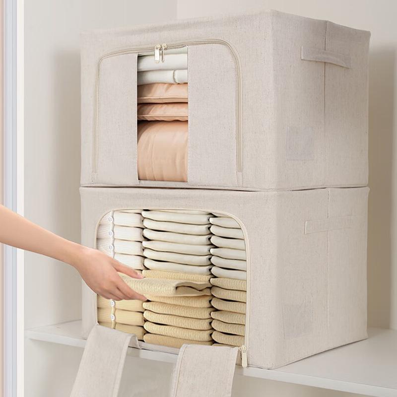 Tianshan Große Kapazität Baumwoll-Leinen Aufbewahrungsbox für Quilts und Daunenjacken