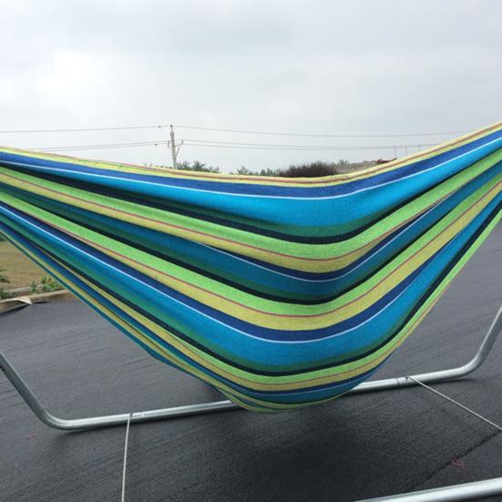 Outdoor Canvas Hammock with Carry Bag Strap Portable Heavy Duty Single Double Person Camping Garden Patio Balcony Porch Backyard Colorful Stripe