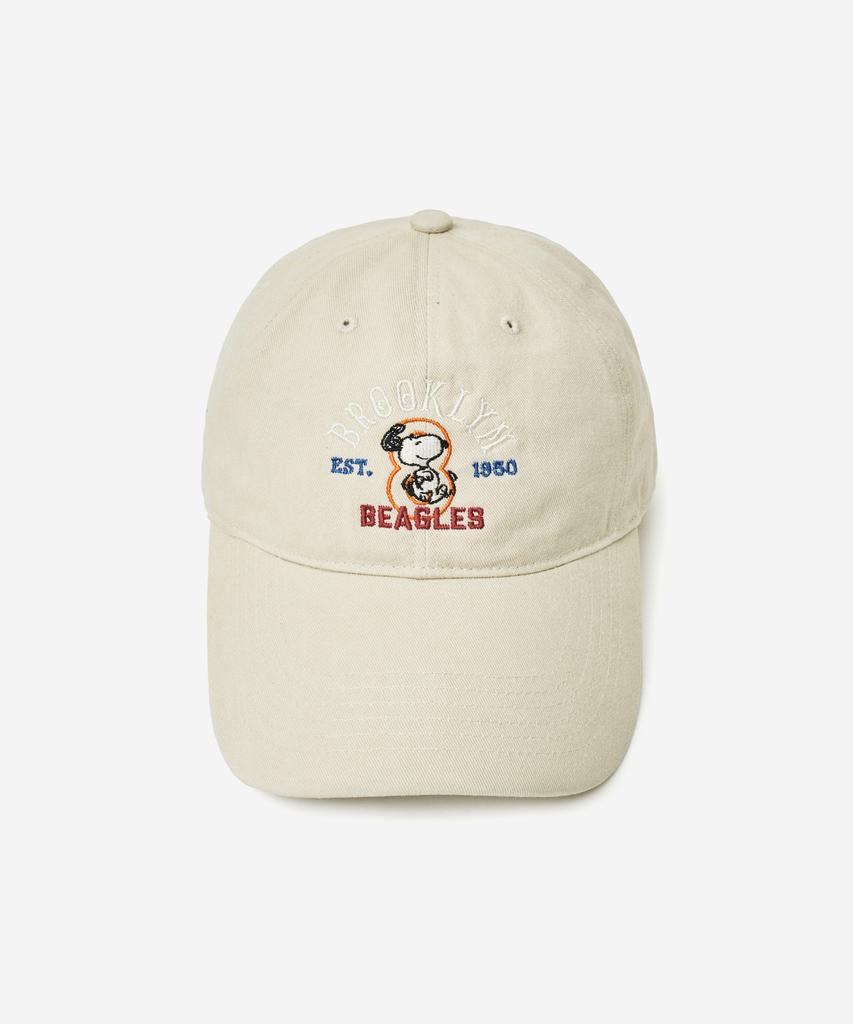 VTWO Brooklyn Snoopy Pigment Washed Ball Cap (Beige)
