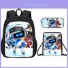 Astro Bot Student Backpack Threepiece Set With Breathable Oxford Fabric For School Kids