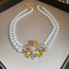 Fashionable Floral Geometric Necklace with a Light Luxury Style Sweater Chain and French Retro Accessories