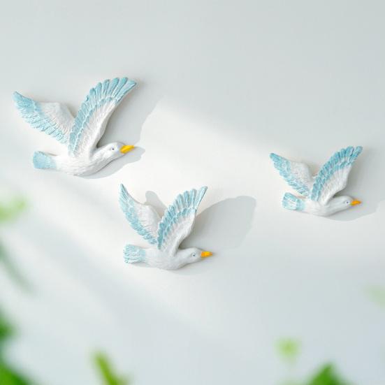 3 Pcs Coastal Seagulls Wall Decor Nautical Resin Sea Birds Wall Plaques Ocean Wall Hanging Sculpture for Living Room Bar Cafe Home Decor