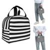 Black White Stripes Insulated Lunch Bag for Women Children Leakproof Food Boxes Thermal Lunch Box Tote