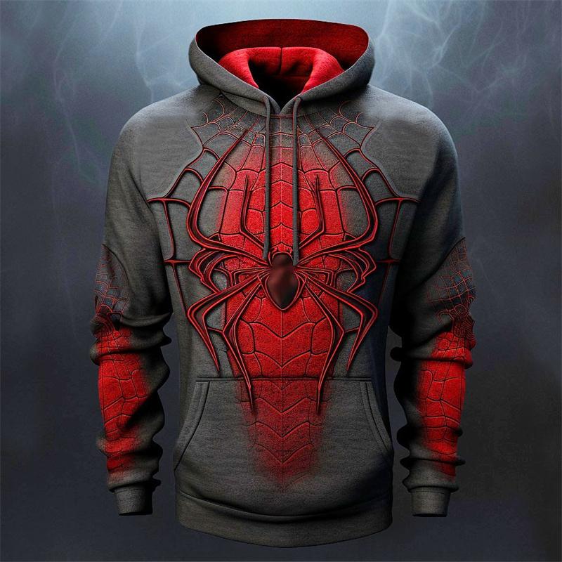 Autumn Fashion Sweatshirts For Men 3D Print Spider Pattern Leisure Cosplay Oversized Hoodie Hip Hop Trend Harajuku Streetwear