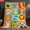 Ultra-Soft Farm Animal Print Throw Blanket - Cozy Cow, Pig, Sheep & Chicken Design Warm Plush for Couch, Bed All-Season Comfort