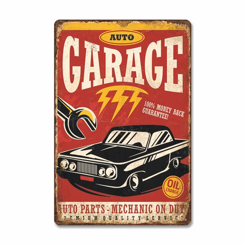 Klassische Garage Poster Vintage Metall Zeichen Auto Service Metall Zinn Zeichen Retro Plaque Garage Werkzeug Shop Wand Kunst Dekor
