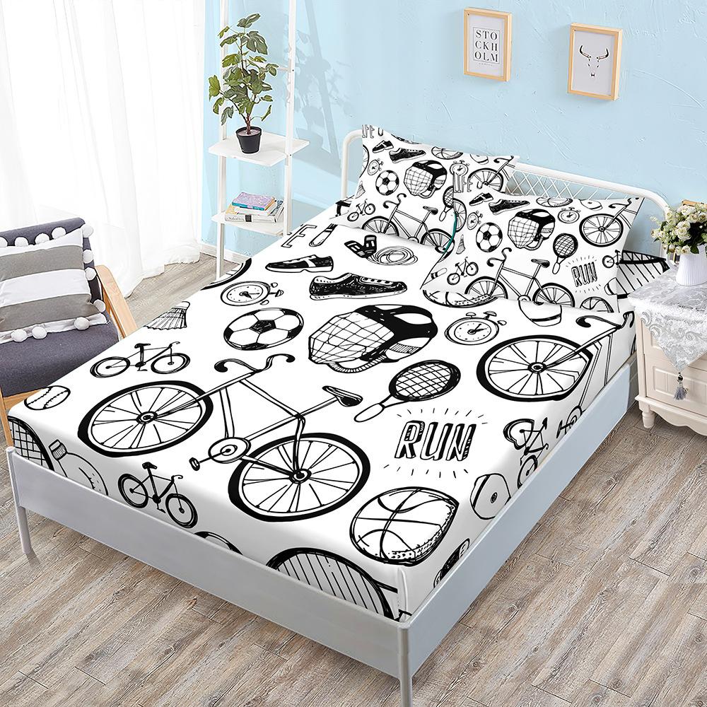 Three-Piece Mattress, Mattress Cover, Basketball, Baseball, Sports Decoration, Mattress Protective Cover.