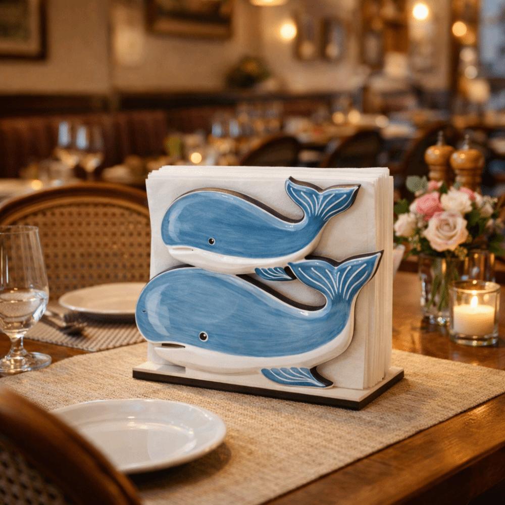 Summer Ocean Ocean Theme Wooden Napkin Holder Decorative Fish Shaped Tissue Box Large Capacity Tissue Holder Cafe