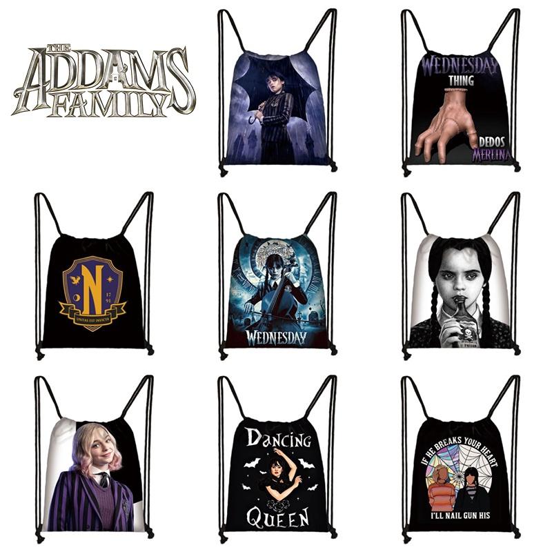 Wednesday The Adams Family Large Capacity Drawstring Backpack Travel Bag For Kids