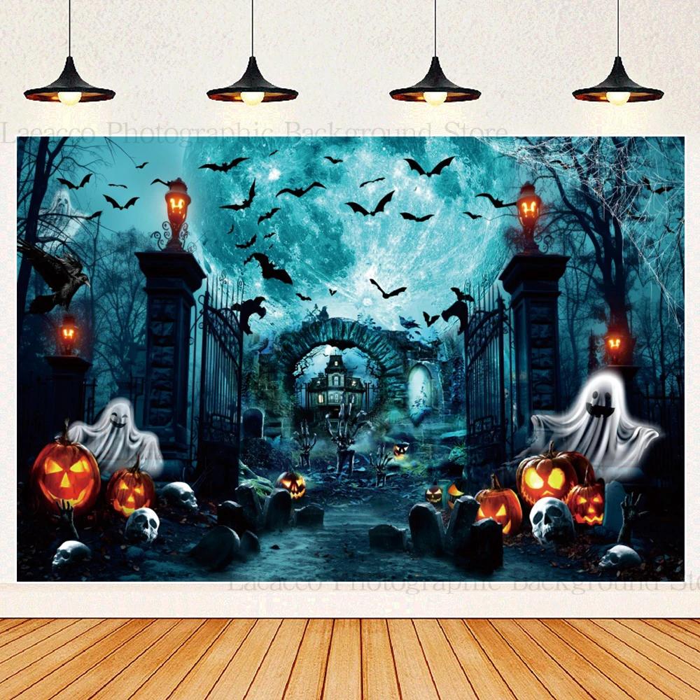 Friedhof Totenkopf Hintergrund Geister 2025 Halloween Party Horror Nacht Thema Wanddekoration Banner Baby Kulisse Studio Foto Requisite