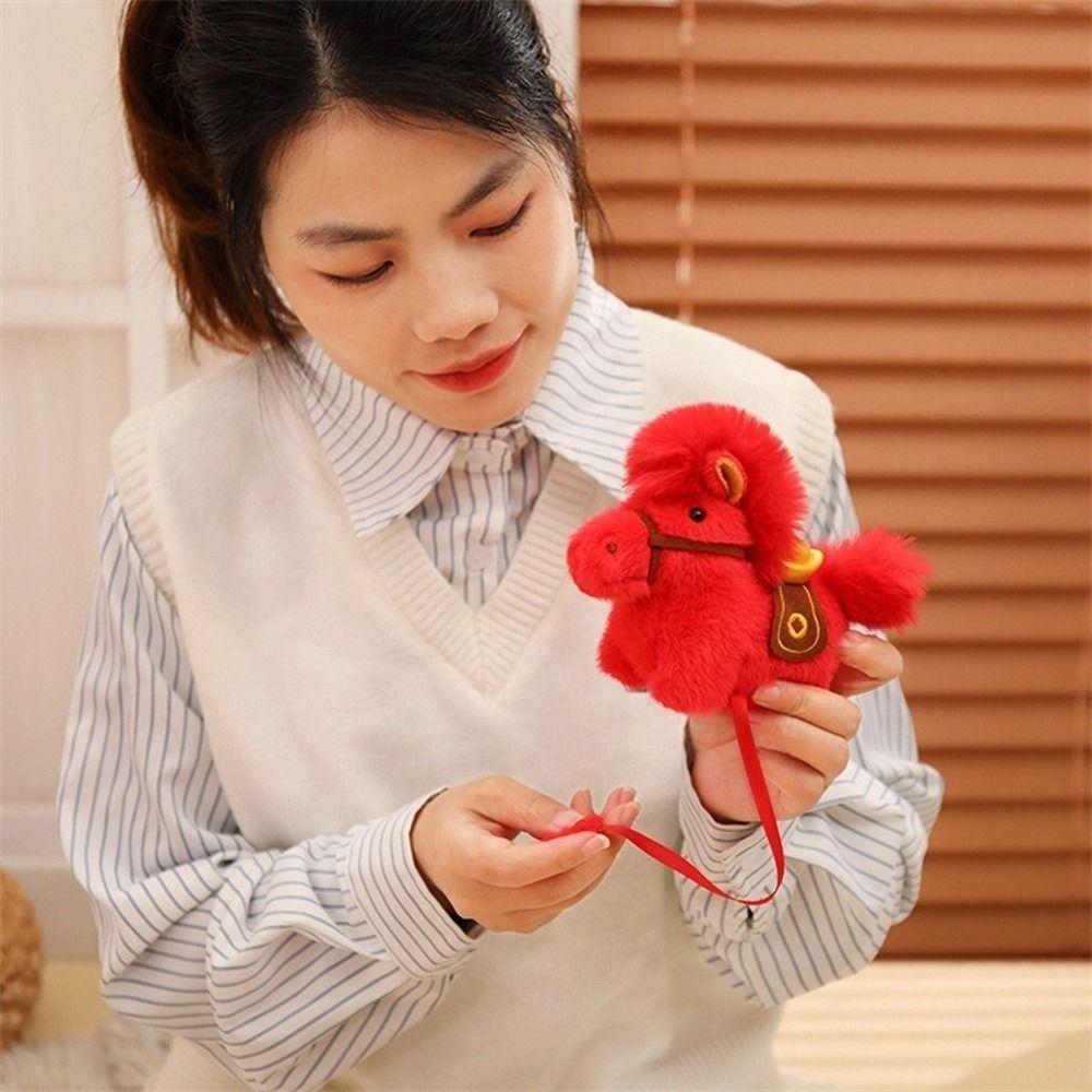 New Soft Horse Stuffed Animal Festive Magnetic Horse Plush Toys Lunar New Year Gift Horse Year Throw Pillow Kids Gift