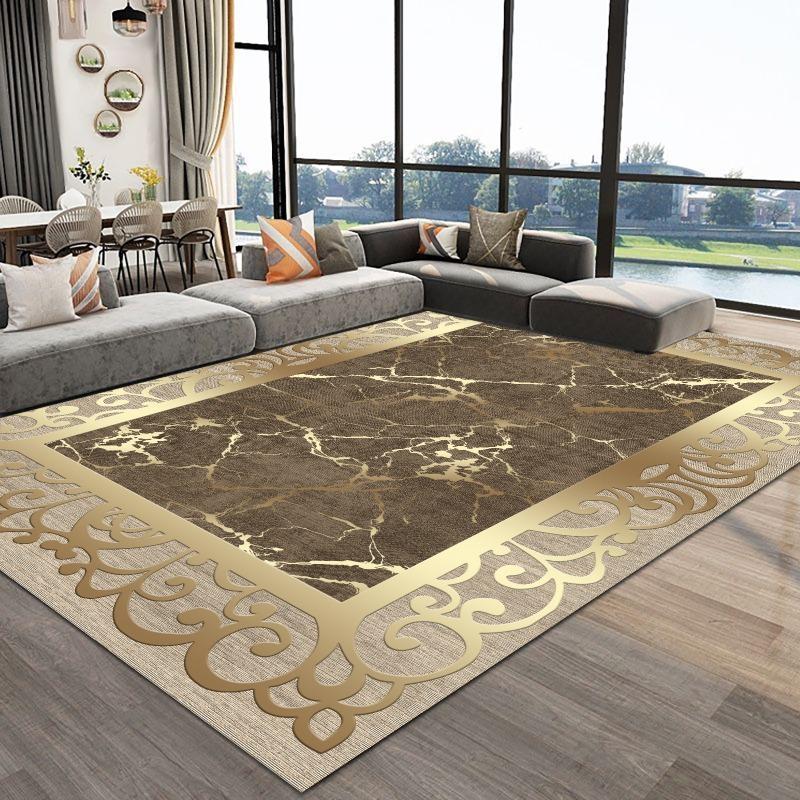 Tapis style européen pour salon, table basse abstraite, tapis d'appoint, tapis géométrique de luxe pour décoration de chambre, tapis antidérapant